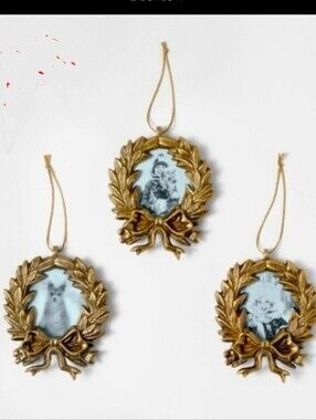 Studio McGee Sets of 3 Wreath Picture Frame Christmas Ornaments